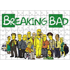 Breaking Bad Simpsons Stili Karikatürize Puzzle Yapboz Mdf Ahşap 120 Parça