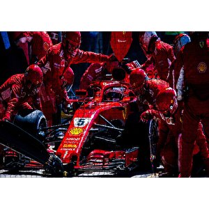 Ferrari F1 Formula 1 Pit Stop Görseli Puzzle Yapboz Mdf Ahşap 1000 Parça
