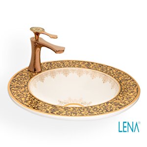 Yari Gömme Çanak Lavabo E-3055a Sari Desenli̇