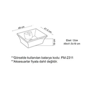 Tezgah Üstü Çanak Lavabo E-5049 Beyaz