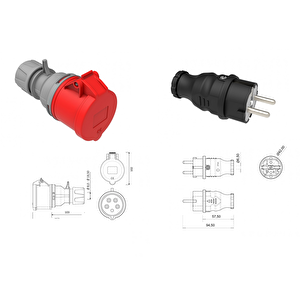 SGSTEC® Elektrikli Araç Şarj Cihazı Trifaze - Monofaze 10mt 16A Dönüştürücü Kablo