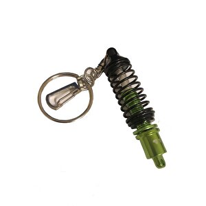 Oto Araba Anahtarlık Amortisörlü Coilover Ayarlanabilir Yeşil Siyah Yaylı Metal
