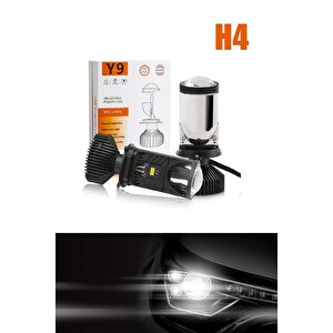 Mercekli Led Xenon H4 Şimşek Etkili Ultra Güçlü Işık Teknolojisi Xenon Far Lambası Beyaz Renk H4 Soket Ile Uyumlu