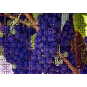 Dalında Şaraplık Kara Üzümler Puzzle Yapboz Mdf Ahşap 1000 Parça