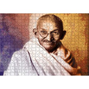 Mahatma Gandhi Yağlı Boya Portresi Puzzle Yapboz Mdf Ahşap 500 Parça