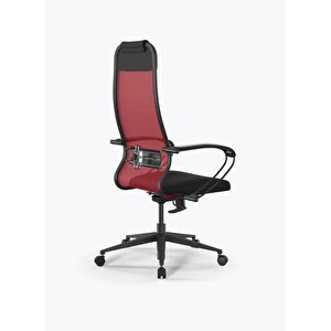 Fileli Ofis Koltuğu / Toplantı Sandalyesi - Sit10-b1-111k / 1011110 Kırmızı Siyah