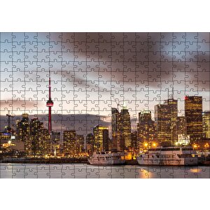 Kanada Cn Tower Ve Gökdelenler Puzzle Yapboz Mdf Ahşap 255 Parça