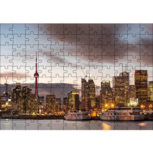 Kanada Cn Tower Ve Gökdelenler Puzzle Yapboz Mdf Ahşap 120 Parça