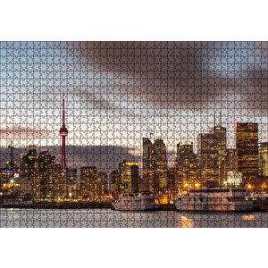 Kanada Cn Tower Ve Gökdelenler Puzzle Yapboz Mdf Ahşap 1000 Parça