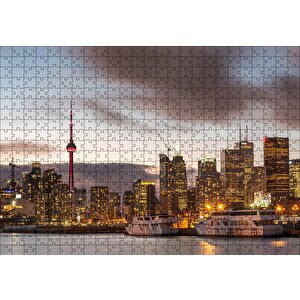 Kanada Cn Tower Ve Gökdelenler Puzzle Yapboz Mdf Ahşap 500 Parça