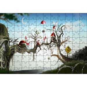 Hayaller Ülkesi Şatolar Arasındaki Köprü Puzzle Yapboz Mdf Ahşap 120 Parça