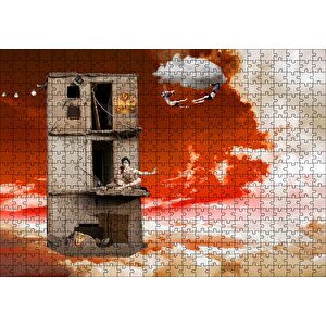 Metruk Bina, Trapezciler Ve Bulutlar Puzzle Yapboz Mdf Ahşap 500 Parça