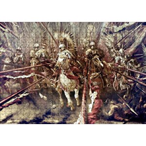 Mızraklı Zırhlı Süvariler Cephede Yağlı Boya Puzzle Yapboz Mdf Ahşap 500 Parça