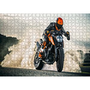 Yamaha Naked Motorsiklet Ve Patinaj Dumanları Puzzle Yapboz Mdf Ahşap 500 Parça
