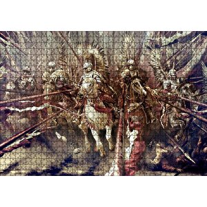 Mızraklı Zırhlı Süvariler Cephede Yağlı Boya Puzzle Yapboz Mdf Ahşap 1000 Parça