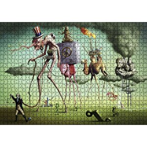 Sürreal İmgeler Absürd Çizimler Puzzle Yapboz Mdf Ahşap 1000 Parça