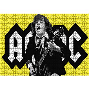Acdc Angus Young Sarı Zemin Puzzle Yapboz Mdf Ahşap 1000 Parça