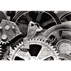 Charlie Chaplin Modern Zaman Puzzle Yapboz Mdf Ahşap 120 Parça