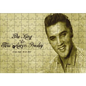 Kral Elvis Aaron Presley Sepya Portre Puzzle Yapboz Mdf Ahşap 120 Parça
