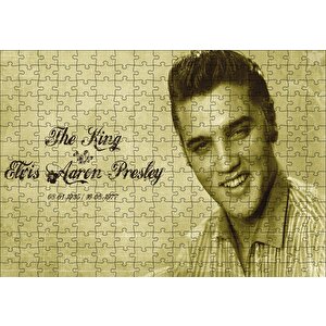Kral Elvis Aaron Presley Sepya Portre Puzzle Yapboz Mdf Ahşap 255 Parça