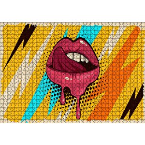 Modern Sanat Boyama Kadın Dudakları Puzzle Yapboz Mdf Ahşap 1000 Parça