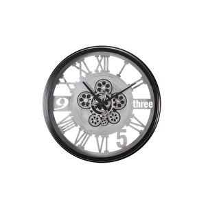 Çarklı Saat Çap55 1 Si̇yah-Gümüş Eski̇tme