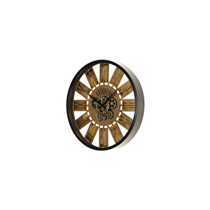 Çarklı Saat Çap60 6 Si̇yah -Altın Eski̇tme