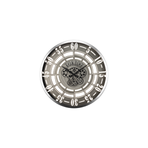 Çarklı Saat Çap60 5 Krom -Gümüş Eski̇tme