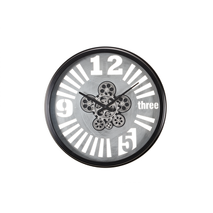 Çarklı Saat Çap55 4 Si̇yah-Gümüş Eski̇tme