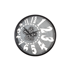 Çarklı Saat Çap60 8 Si̇yah -Gümüş Eski̇tme