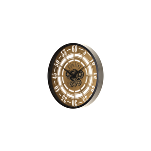 Çarklı Saat Çap60 5 Si̇yah -Altın Eski̇tme