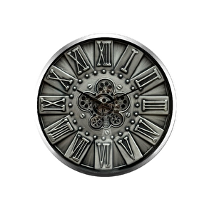 Çarklı Saat Çap60 Anti̇k Krom-Gümüş Eski̇tme
