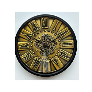 Çarklı Saat Çap60 Anti̇k Si̇yah-Altın Eski̇tme