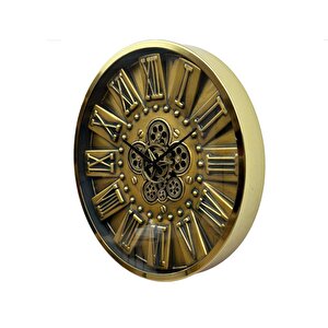 Çarklı Saat Çap 60 Anti̇k Gold-Altın Eski̇tme