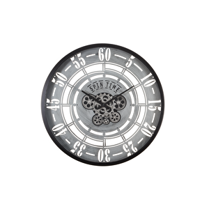 Çarklı Saat Çap60 5 Si̇yah -Gümüş Eski̇tme