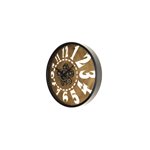 Çarklı Saat Çap60 8 Si̇yah -Altın Eski̇tme