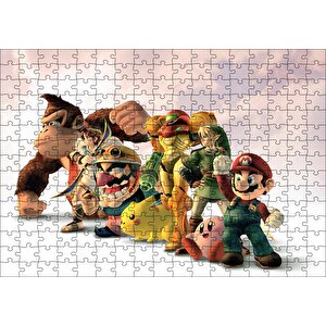 Bilgisayar Ve Atari Oyun Karakterleri Bulutlu Arka Plan Puzzle Yapboz Mdf Ahşap 255 Parça