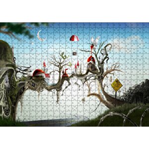 Hayaller Ülkesi Şatolar Arasındaki Köprü Puzzle Yapboz Mdf Ahşap 500 Parça