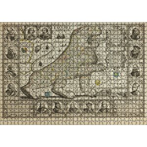 Aslan Şeklinde Eski Belçika Haritası Puzzle Yapboz Mdf Ahşap 1000 Parça