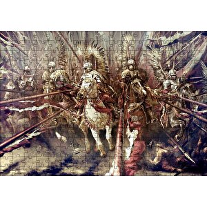 Mızraklı Zırhlı Süvariler Cephede Yağlı Boya Puzzle Yapboz Mdf Ahşap 255 Parça