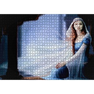 Mavi Elbiseli Kadın Ve Sütunlar Puzzle Yapboz Mdf Ahşap 1000 Parça