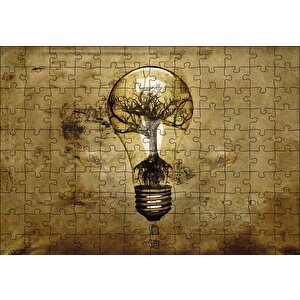 Ampul Ve İçinde İhtiyar Ağaç Puzzle Yapboz Mdf Ahşap 120 Parça