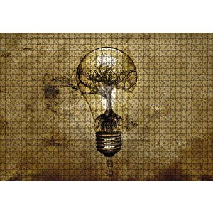 Ampul Ve İçinde İhtiyar Ağaç Puzzle Yapboz Mdf Ahşap 1000 Parça