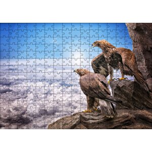 Kayalıklardan Yeryüzünü İzleyen Kartallar Ve Bulutlar Puzzle Yapboz Mdf Ahşap 255 Parça