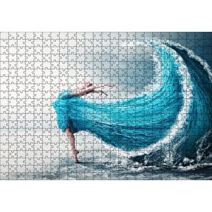Balerin Ve Dev Dalgadan Oluşan Elbisesi Puzzle Yapboz Mdf Ahşap 500 Parça