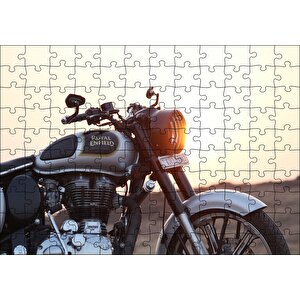 Royal Enfield Siyah Gri Motorsiklet Puzzle Yapboz Mdf Ahşap 120 Parça