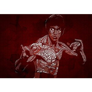 Bruce Lee Ve Sözleri Çizim Puzzle Yapboz Mdf Ahşap 500 Parça