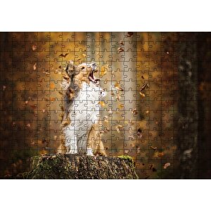 Rüzgarla Kavga Eden Köpekçik Puzzle Yapboz Mdf Ahşap 255 Parça