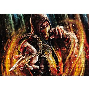 Mortal Kombat X Scorpion Puzzle Yapboz Mdf Ahşap 255 Parça