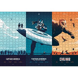 Captain America Üçlemesi Puzzle Yapboz Mdf Ahşap 500 Parça